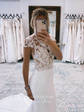 Long Sleeve Lace Applique Wedding Dresses Mermaid Bridal Dresses W0068 –  vigocouture