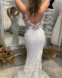 vigocouture-Lace Applique Mermaid Wedding Dresses Chapel Train Bridal Dresses W0058-Wedding Dresses-vigocouture-