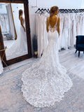 Lace Applique Mermaid Wedding Dresses V-Neck Bridal Dresses W0080