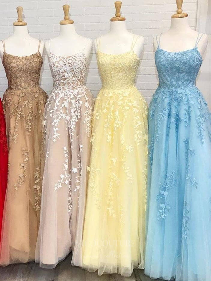 vigocouture-Lace Applique Prom Dresses A-Line Spaghetti Strap Formal Dresses 20597-Prom Dresses-vigocouture-Custom Colors-US2-