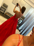 vigocouture-Lace Applique Prom Dresses A-Line Spaghetti Strap Formal Dresses 21557-Prom Dresses-vigocouture-