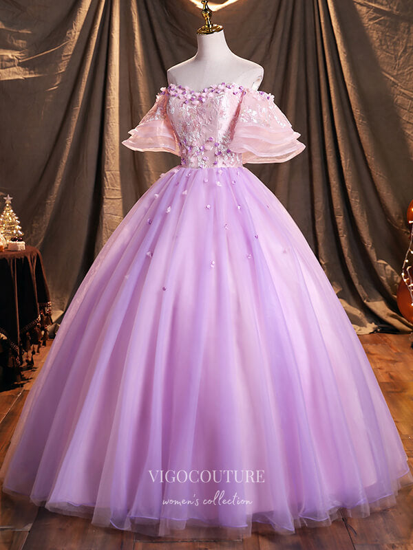 vigocouture-Lace Applique Quinceanera Dresses Off the Shoulder Sweet 15 Dresses 21392-Prom Dresses-vigocouture-