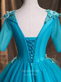 vigocouture-Lace Applique Quinceanera Dresses Short Sleeve Sweet 15 Dresses 21390-Prom Dresses-vigocouture-