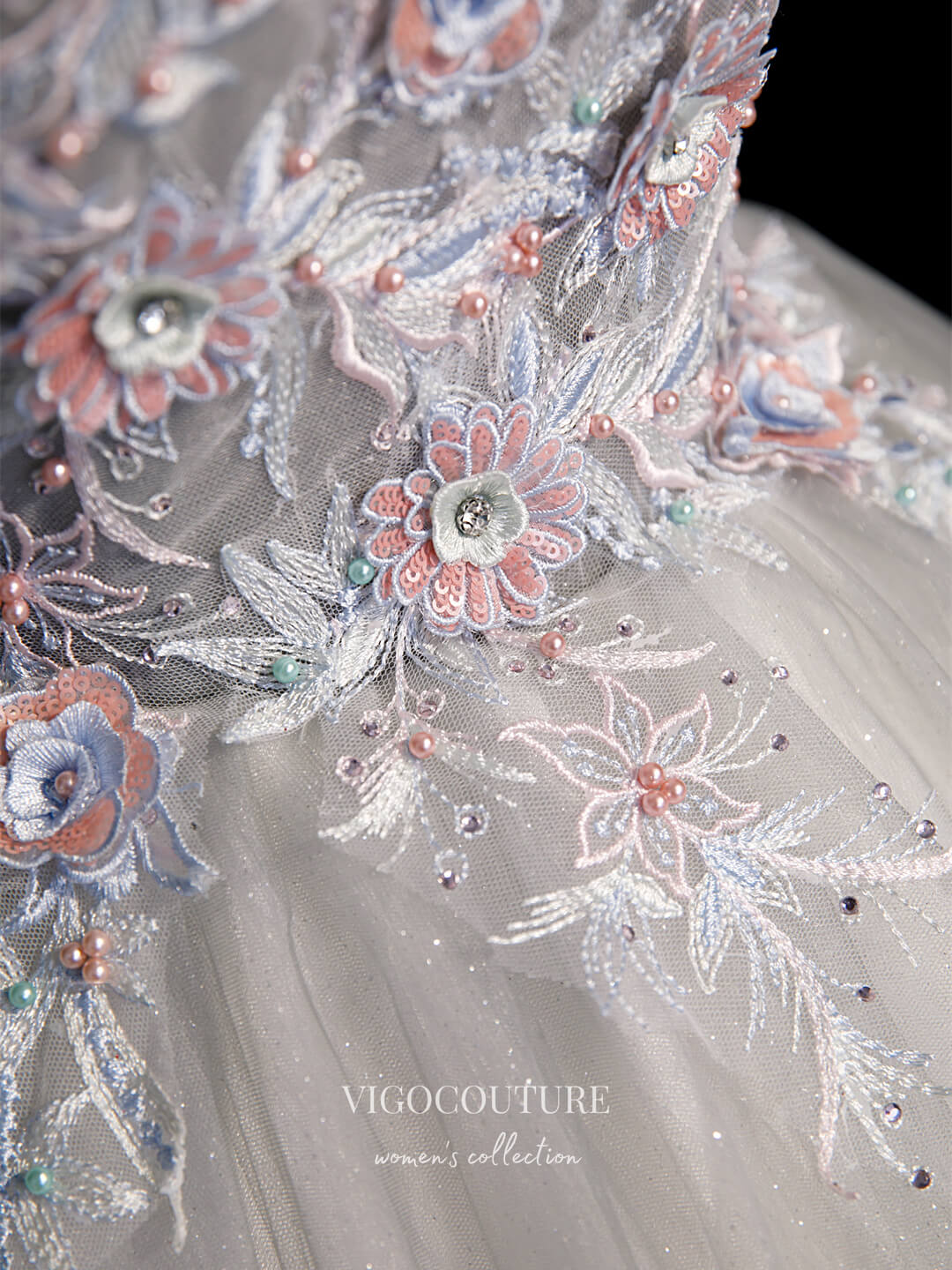 vigocouture-Lace Applique Quinceanera Dresses Sparkly Tulle Sweet 15 Dresses 21409-Prom Dresses-vigocouture-
