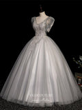 vigocouture-Lace Applique Quinceanera Dresses Sparkly Tulle Sweet 15 Dresses 21410-Prom Dresses-vigocouture-Grey-Custom Size-
