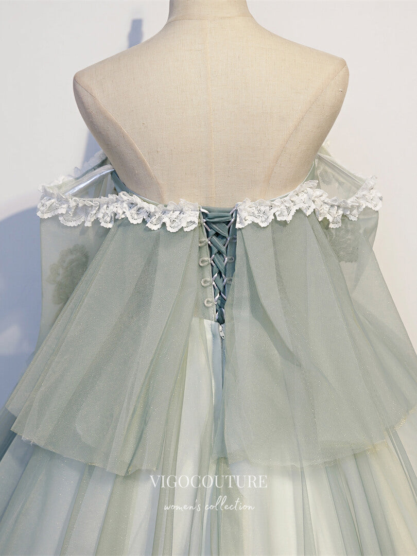 vigocouture-Lace Applique Quinceanera Dresses Sparkly Tulle Sweet 15 Dresses 21432-Prom Dresses-vigocouture-