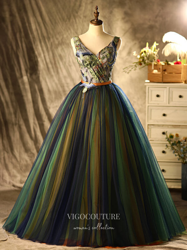 vigocouture-Lace Applique Quinceanera Dresses V-Neck Sweet 16 Dresses 21399-Prom Dresses-vigocouture-