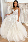 vigocouture-Lace Applique Spaghetti Strap Wedding Dresses A-Line Bridal Dresses W0084-Wedding Dresses-vigocouture-