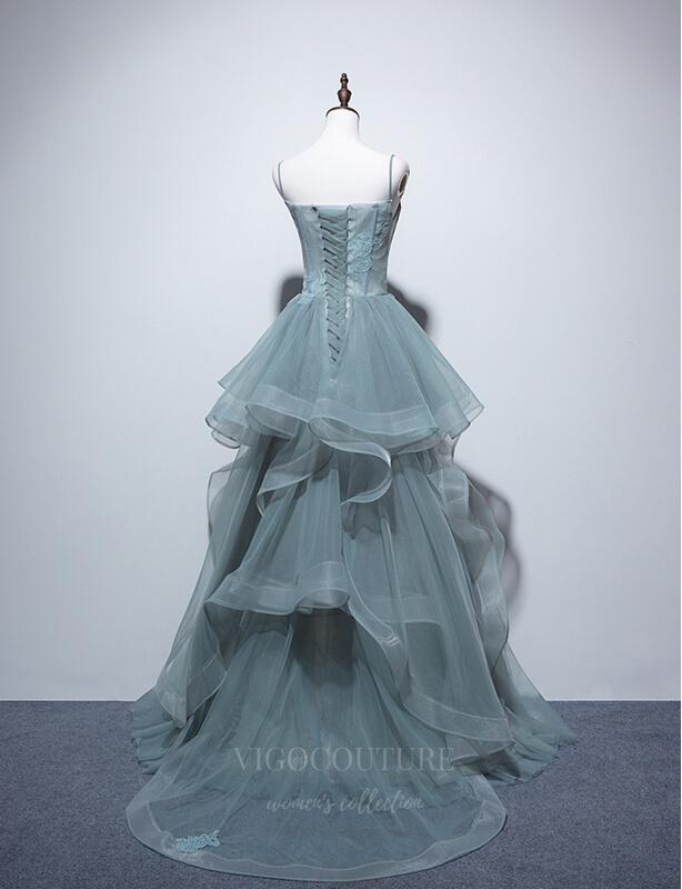 vigocouture-Lace Applique Tiered Prom Dress 20668-Prom Dresses-vigocouture-