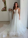 vigocouture-Lace Applique Wedding Dresses A-Line Bridal Dresses W0036-Wedding Dresses-vigocouture-