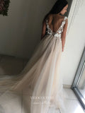 vigocouture-Lace Applique Wedding Dresses A-Line Bridal Dresses W0042-Wedding Dresses-vigocouture-