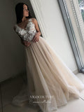 vigocouture-Lace Applique Wedding Dresses A-Line Bridal Dresses W0042-Wedding Dresses-vigocouture-