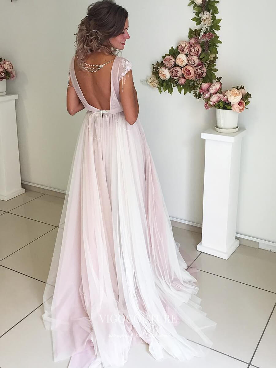 vigocouture-Lace Applique Wedding Dresses A-Line Bridal Dresses W0048-Wedding Dresses-vigocouture-