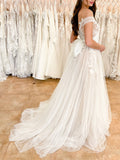 vigocouture-Lace Applique Wedding Dresses A-Line Tulle Country Bridal Dresses W0020-Wedding Dresses-vigocouture-