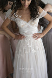 vigocouture-Lace Applique Wedding Dresses A-Line Tulle Country Bridal Dresses W0020-Wedding Dresses-vigocouture-