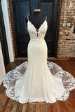 Lace Applique Wedding Dresses Mermaid Boho Bridal Gown W0092