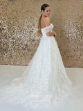 vigocouture-Lace Applique Wedding Dresses Off the Shoulder Bridal Dresses W0052-Wedding Dresses-vigocouture-