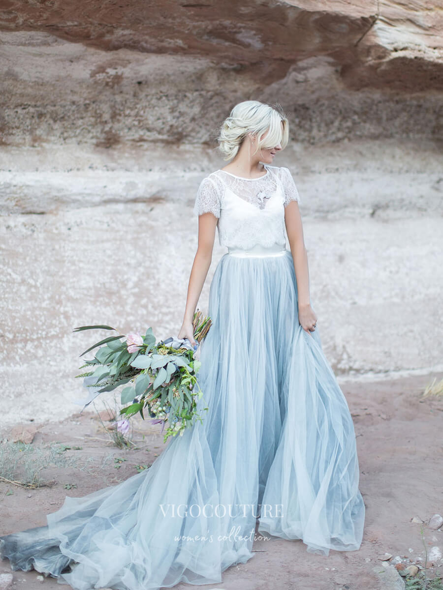 vigocouture-Lace Applique Wedding Dresses with Short Sleeves W0019-Wedding Dresses-vigocouture-