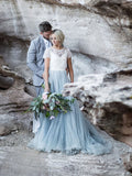 vigocouture-Lace Applique Wedding Dresses with Short Sleeves W0019-Wedding Dresses-vigocouture-