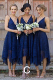 vigocouture-Lace Homecoming Dress Plunging V-Neck Maxi Hoco Dress hc052-Prom Dresses-vigocouture-Blue-US2-