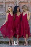 vigocouture-Lace Homecoming Dress Plunging V-Neck Maxi Hoco Dress hc052-Prom Dresses-vigocouture-Red-US2-