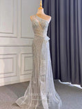 Lavender Beaded Prom Dresses One Shoulder Sheath Evening Dresses 22071-Prom Dresses-vigocouture-Silver-US2-vigocouture