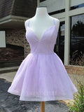 vigocouture-Lavender Homecoming Dress Spaghetti Strap Hoco Dress hc040-Prom Dresses-vigocouture-Lavender-US2-