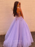 Lavender Lace Applique Prom Dresses Spaghetti Strap Formal Gown 21978-Prom Dresses-vigocouture-Lavender-US2-vigocouture