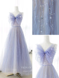 Lavender Pleated Tulle Prom Dresses Spaghetti Strap Formal Dress 22056-Prom Dresses-vigocouture-Lavender-US2-vigocouture