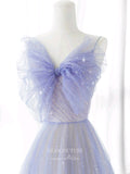 Lavender Pleated Tulle Prom Dresses Spaghetti Strap Formal Dress 22056-Prom Dresses-vigocouture-Lavender-US2-vigocouture