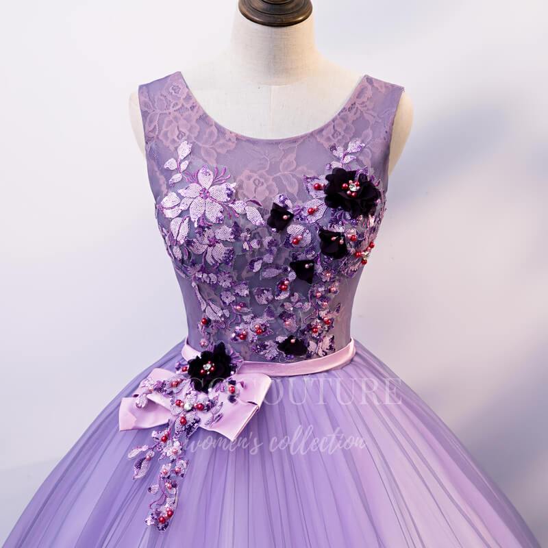 vigocouture-Lavender Quinceañera Dresses Lace Applique Ball Gown 20461-Prom Dresses-vigocouture-