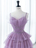 Lavender Ruffled Tulle Prom Dresses Spaghetti Strap Formal Dress 22057-Prom Dresses-vigocouture-Lavender-US2-vigocouture