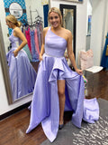 vigocouture-Lavender Satin One Shoulder Prom Dress 20934-Prom Dresses-vigocouture-