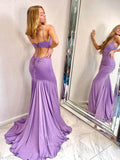 vigocouture-Lavender Sparkly Lace Mermaid Prom Dress 20948-Prom Dresses-vigocouture-
