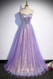 vigocouture-Lavender Sparkly Tulle Prom Dresses Sequin Strapless Formal Dresses 21656-Prom Dresses-vigocouture-Lavender-US2-