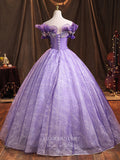 vigocouture-Lavender Sparkly Tulle Quinceanera Dresses Beaded Princess Dresses 21376-Prom Dresses-vigocouture-