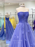 vigocouture-Lavender Strapless Prom Dresses 3D Flower Evening Dress 21703-Prom Dresses-vigocouture-