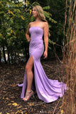 vigocouture-Lavender Strapless Satin Prom Dress 20372-Prom Dresses-vigocouture-Lavender-US2-