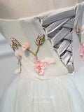 vigocouture-Light Blue 3D Flower Homecoming Dresses Strapless Dama Dresses hc093-Prom Dresses-vigocouture-