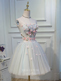vigocouture-Light Blue 3D Flower Homecoming Dresses Strapless Dama Dresses hc093-Prom Dresses-vigocouture-Light Blue-US2-