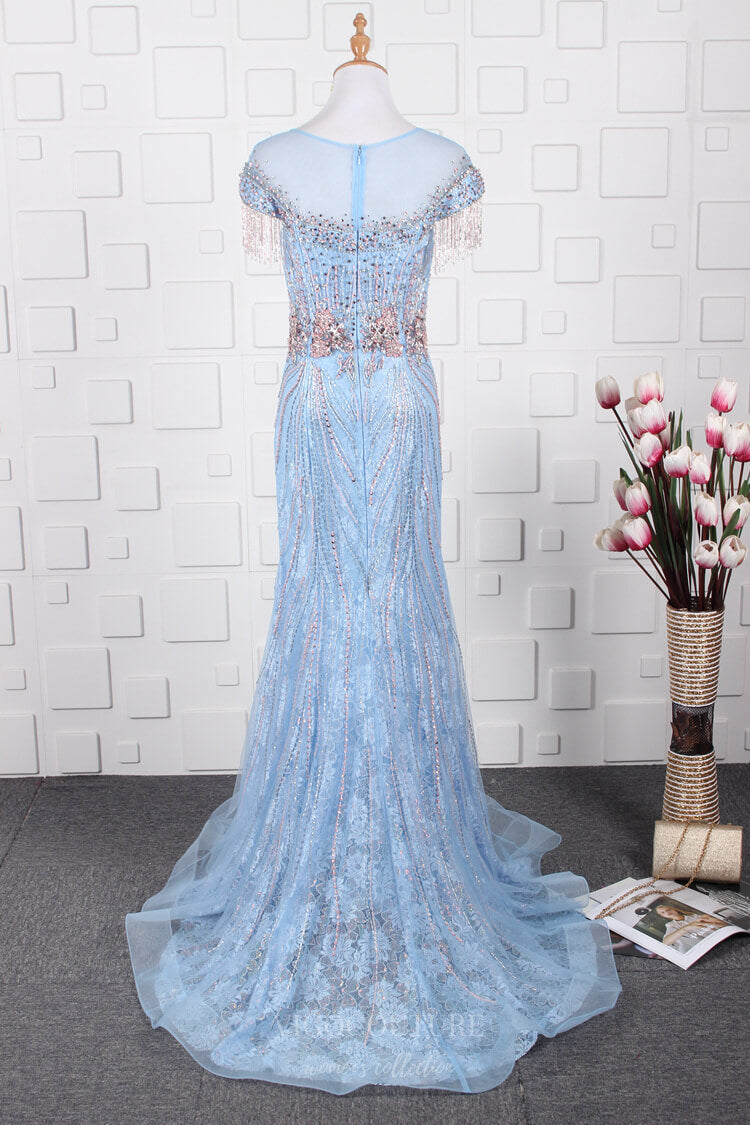 vigocouture-Light Blue Beaded Prom Dresses Mermaid Evening Dresses 20762-Prom Dresses-vigocouture-