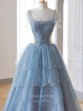 vigocouture-Light Blue Beaded Prom Dresses Spaghetti Strap Formal Dresses 21178-Prom Dresses-vigocouture-