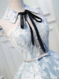 vigocouture-Light Blue Homecoming Dresses Lace Applique Dama Dresses hc086-Prom Dresses-vigocouture-