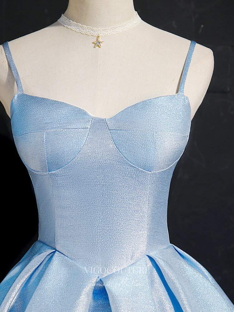 vigocouture-Light Blue Homecoming Dresses Spaghetti Strap Dama Dresses hc111-Prom Dresses-vigocouture-
