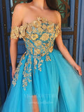 vigocouture-Light Blue Lace Applique Prom Dress 20614-Prom Dresses-vigocouture-