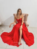 vigocouture-Light Blue Lace Applique Prom Dresses With Slit Strapless Evening Dress 21753-Prom Dresses-vigocouture-