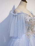 vigocouture-Light Blue Lace Applique Quinceanera Dresses Spaghetti Strap Sweet 16 Dresses 21429-Prom Dresses-vigocouture-