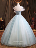 vigocouture-Light Blue Lace Applique Quinceanera Dresses Sparkly Tulle Sweet 15 Dresses 21374-Prom Dresses-vigocouture-