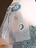vigocouture-Light Blue Lace Applique Quinceanera Dresses Sparkly Tulle Sweet 15 Dresses 21374-Prom Dresses-vigocouture-