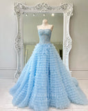 vigocouture-Light Blue Layered Ruffle Prom Dresses Spaghetti Strap Evening Dress 21681-Prom Dresses-vigocouture-Light Blue-US2-